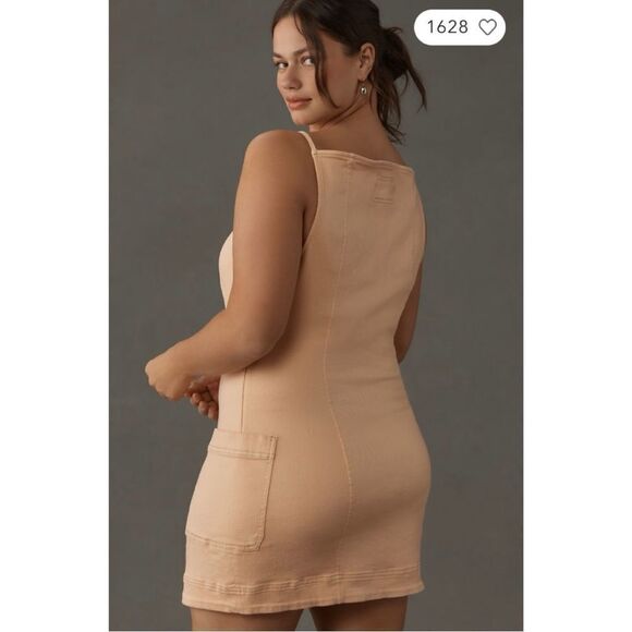 NEW Anthropologie Maeve High Square-Neck Button-Front Denim Mini Dress Plus 1X - Picture 2 of 3